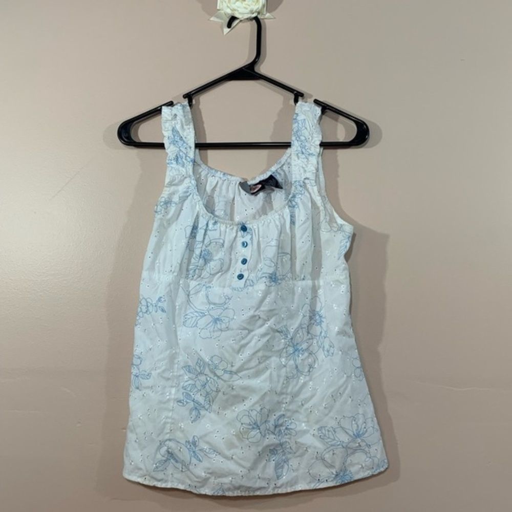 ZOEY BETTIE White and Blue Floral Print Tank